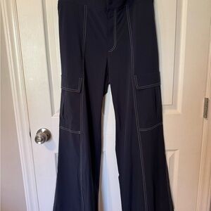 Navy Wide-Leg Cargo Pants